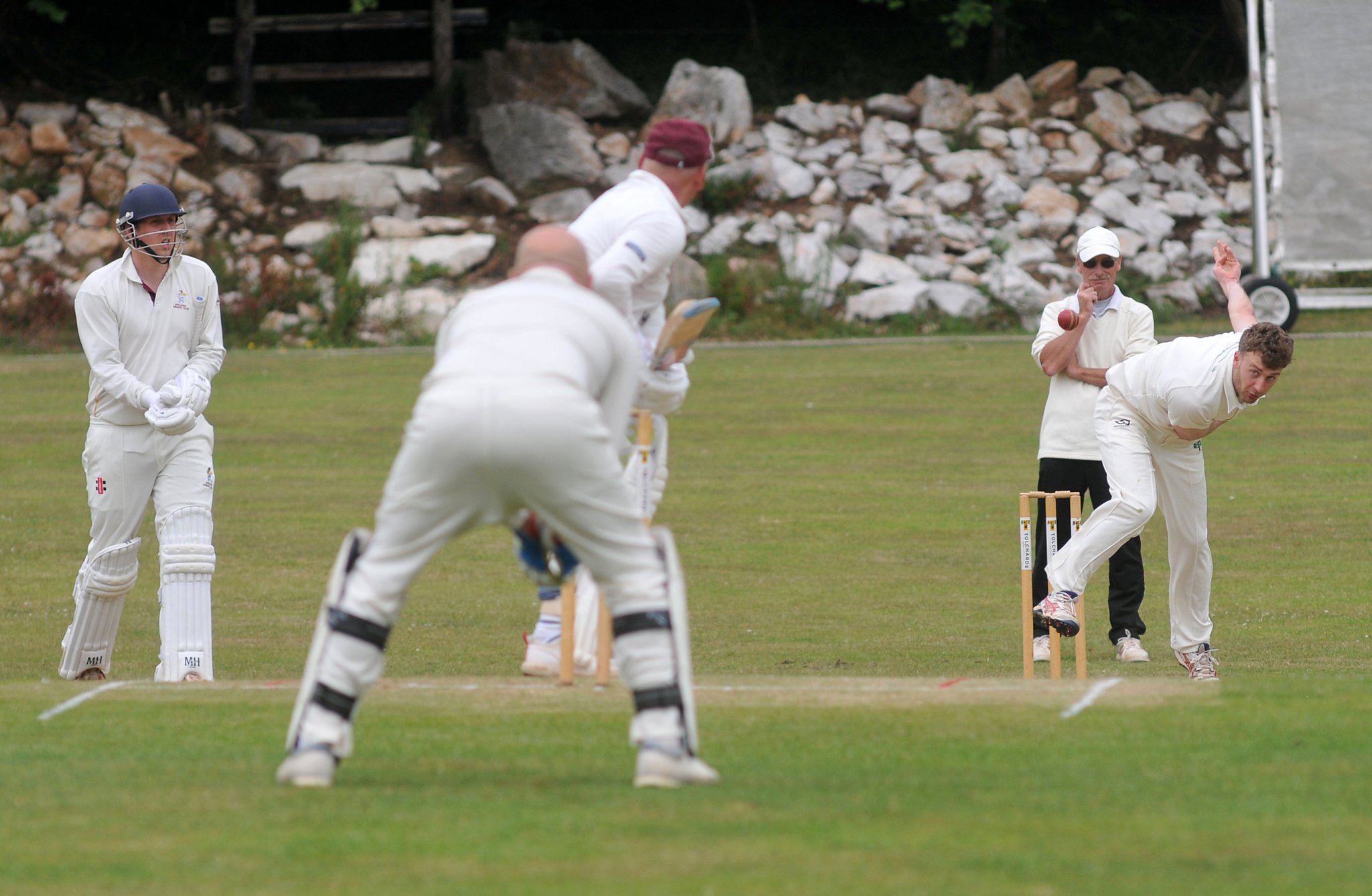 Photo: Steve Pope MDA180622G_SP005
Tolchards Devon Cricket LeagueD Division (West). Ipplepen 2nd XI versus Whitchurch Wayferers 1st XI. Whitchurch's Josh Towl bowling