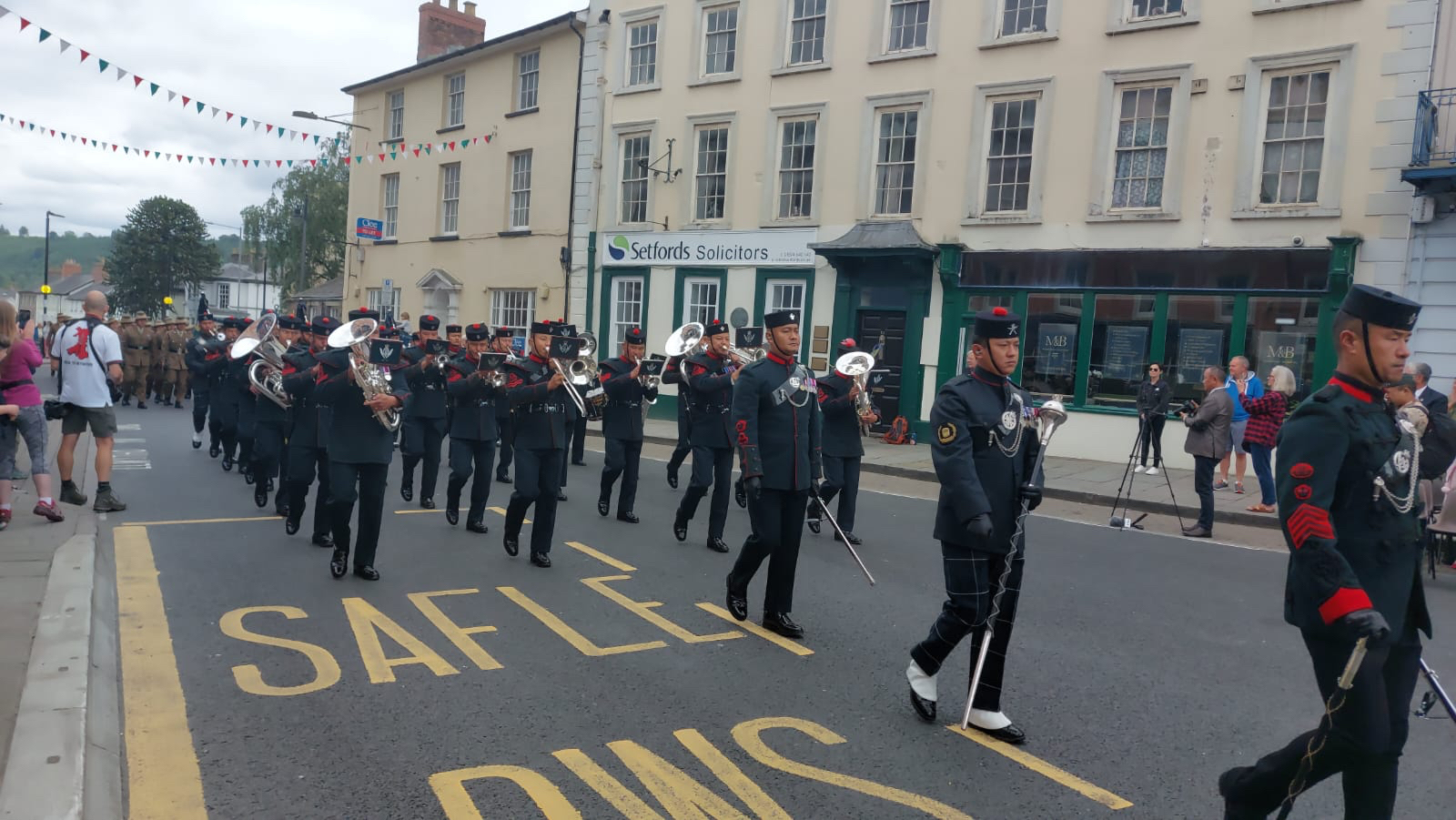 The band marching through Brecon