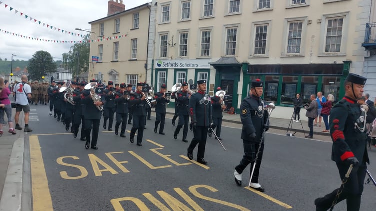 The band marching through Brecon