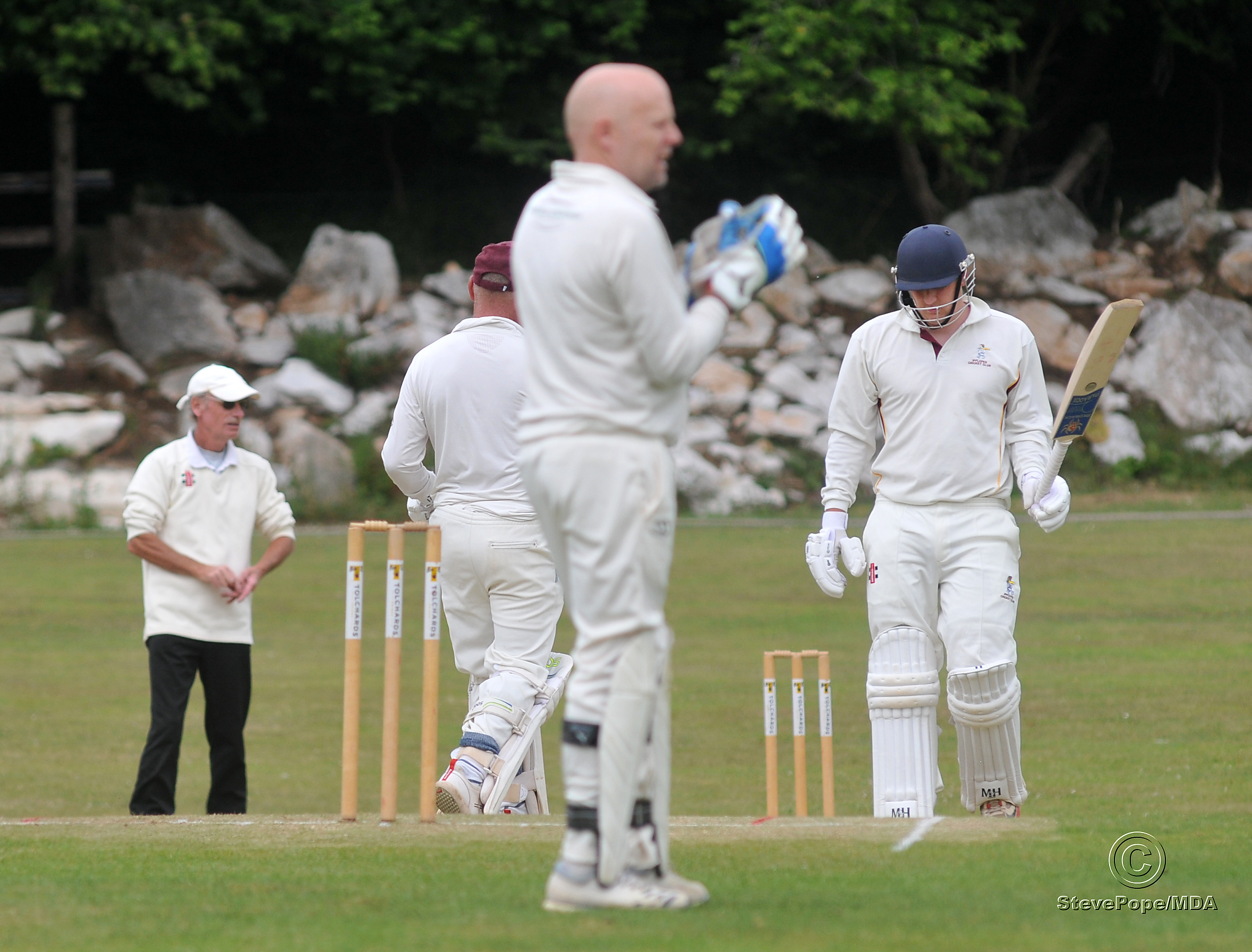 Action from the Devon Cricket League D Division West clash between Ipplepen second XI and Whitchurch Wayfarers on Saturday.