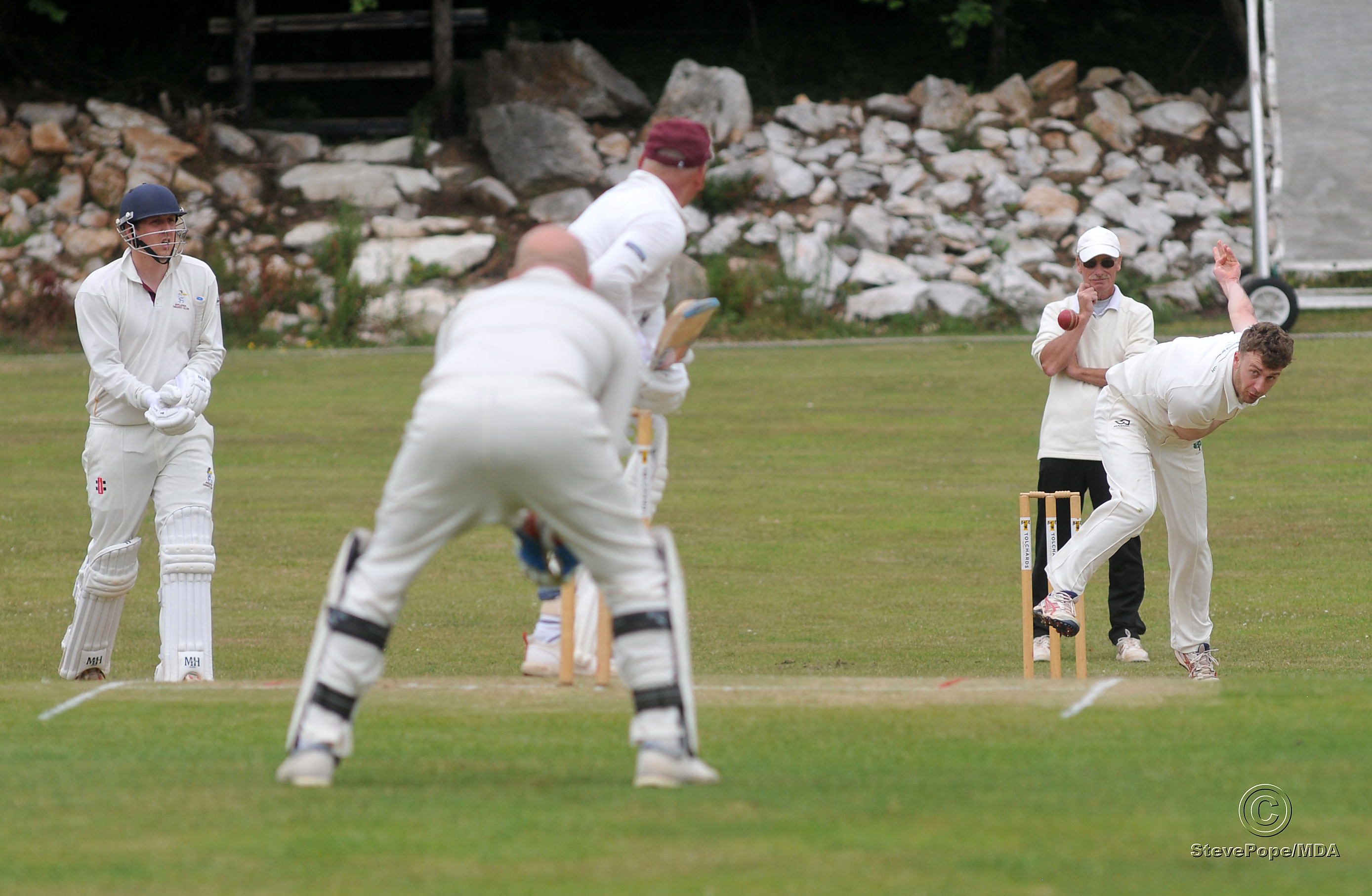 Action from the Devon Cricket League D Division West clash between Ipplepen second XI and Whitchurch Wayfarers on Saturday.