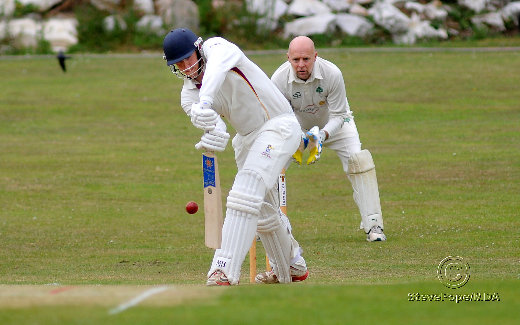 Action from the Devon Cricket League D Division West clash between Ipplepen second XI and Whitchurch Wayfarers on Saturday.