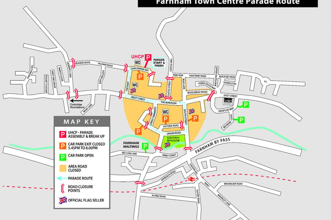 Farnham Carnival 2022 parade route
