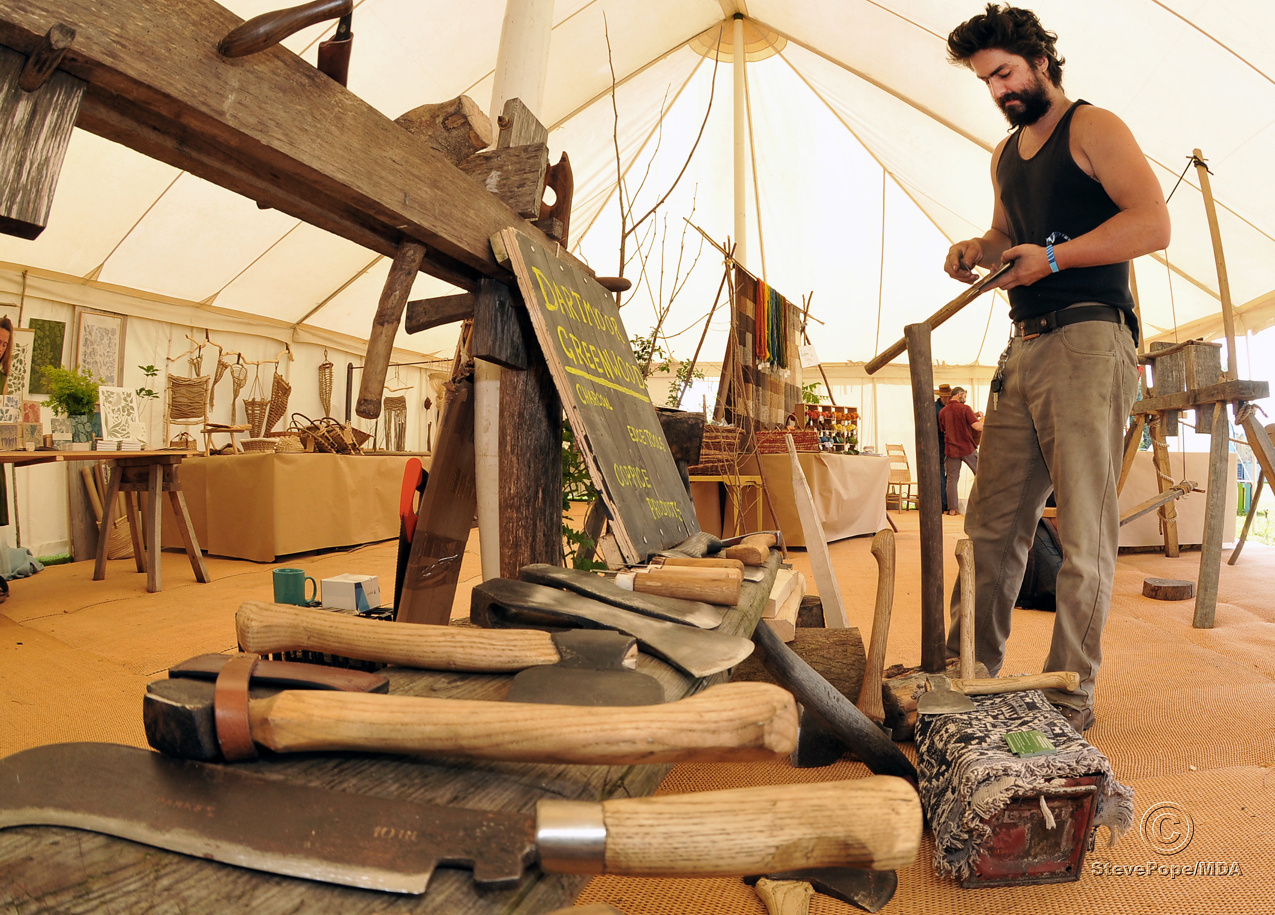 Photo: Steve Pope.MDA170622A_SP044 Bovey Tracey Craft Festival. Jordan Harris from Ashburton-based Dartmoor Greenwood