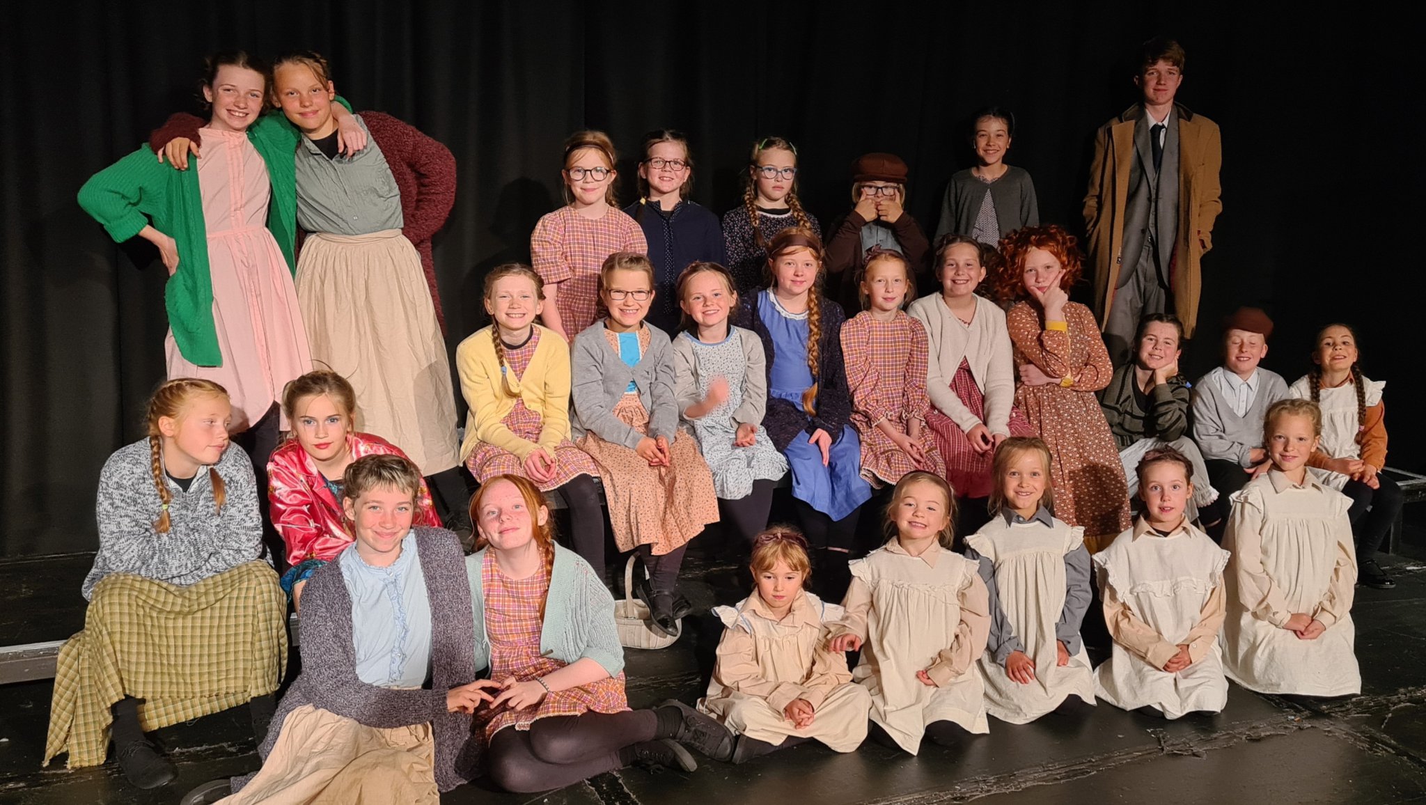 Tavistock Children’s Theatre Club (TR2) cast of Annie who received a standing ovation at their final performance at the Wharf on Sunday night.