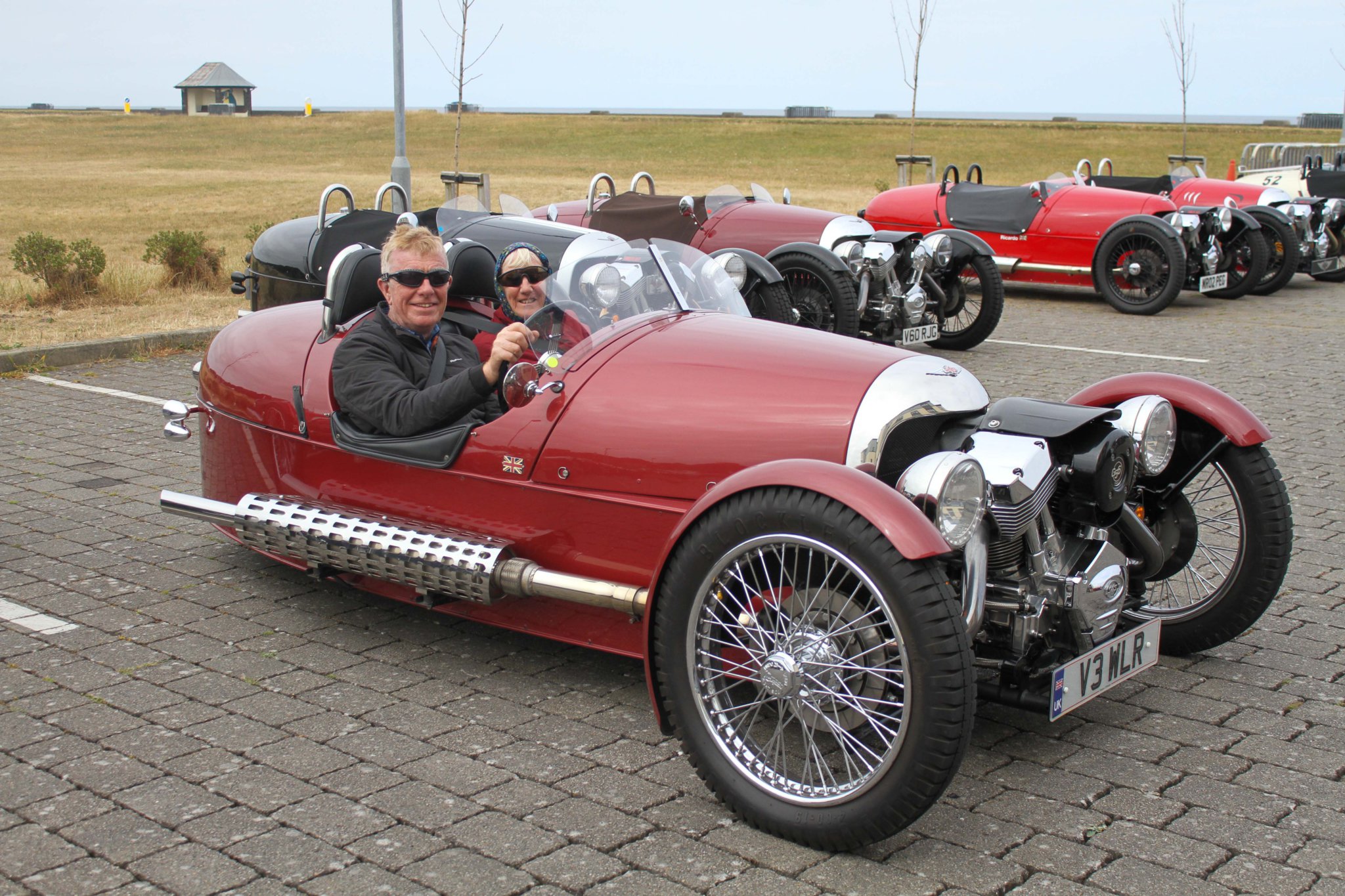 Ian & Pat Brett visiting the Island as part of the The Morgan Three-Wheeler Touring Group. Photo by Callum Staley (CJS Photography)