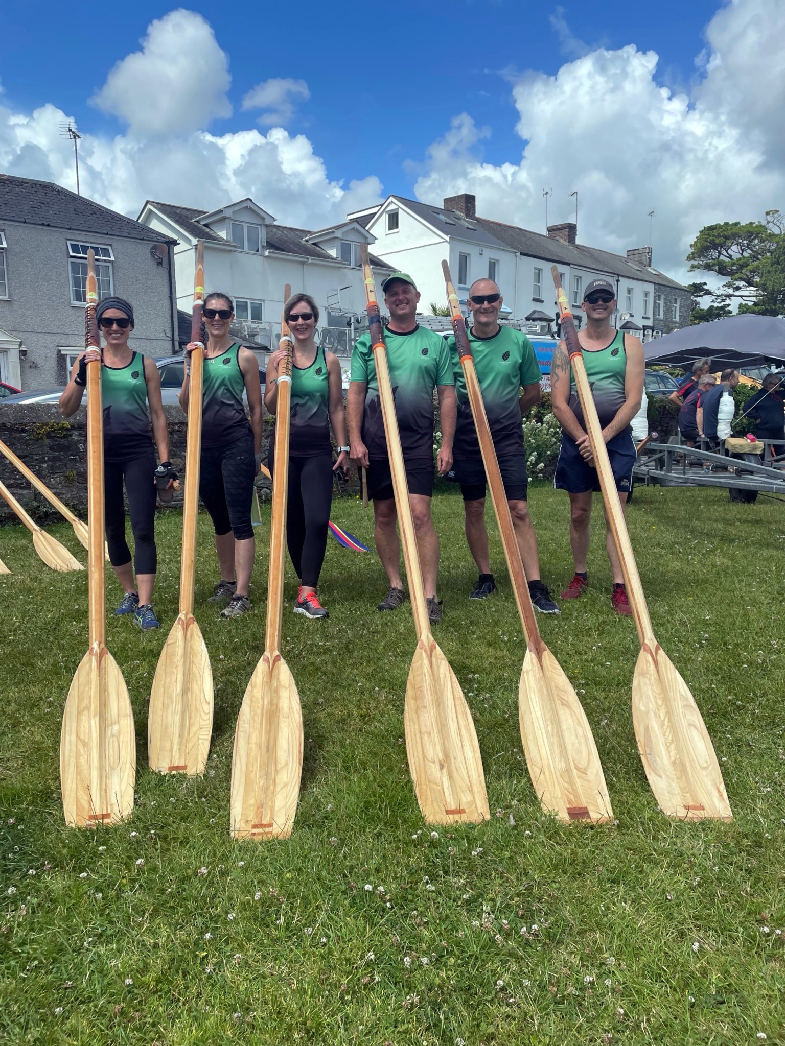 PICTURED ABOVE: The Mixed Open crew at Cotehele Quay. BELOW: Two of the Mixed Vets team, Kate and Becky, with their Cox Sam. BELOW LEFT: Full squad of the Mixed Vets crew that came third.