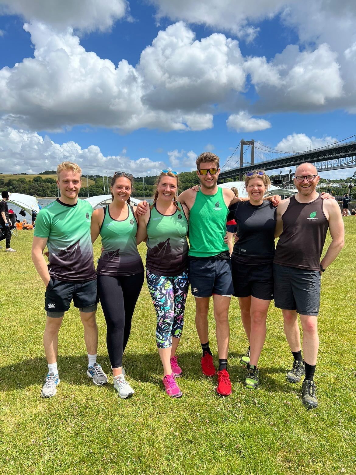 PICTURED ABOVE: The Mixed Open crew at Cotehele Quay. BELOW: Two of the Mixed Vets team, Kate and Becky, with their Cox Sam. BELOW LEFT: Full squad of the Mixed Vets crew that came third.