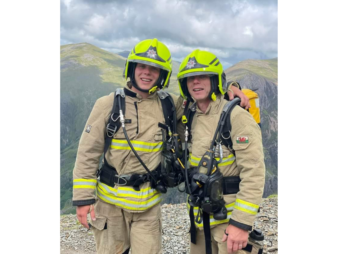 Harry and Stephen completed the three peaks in their full fire gear, including carrying their breathing apparatus