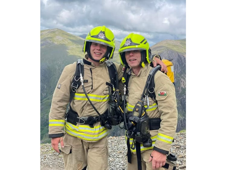 Harry and Stephen completed the three peaks in their full fire gear, including carrying their breathing apparatus