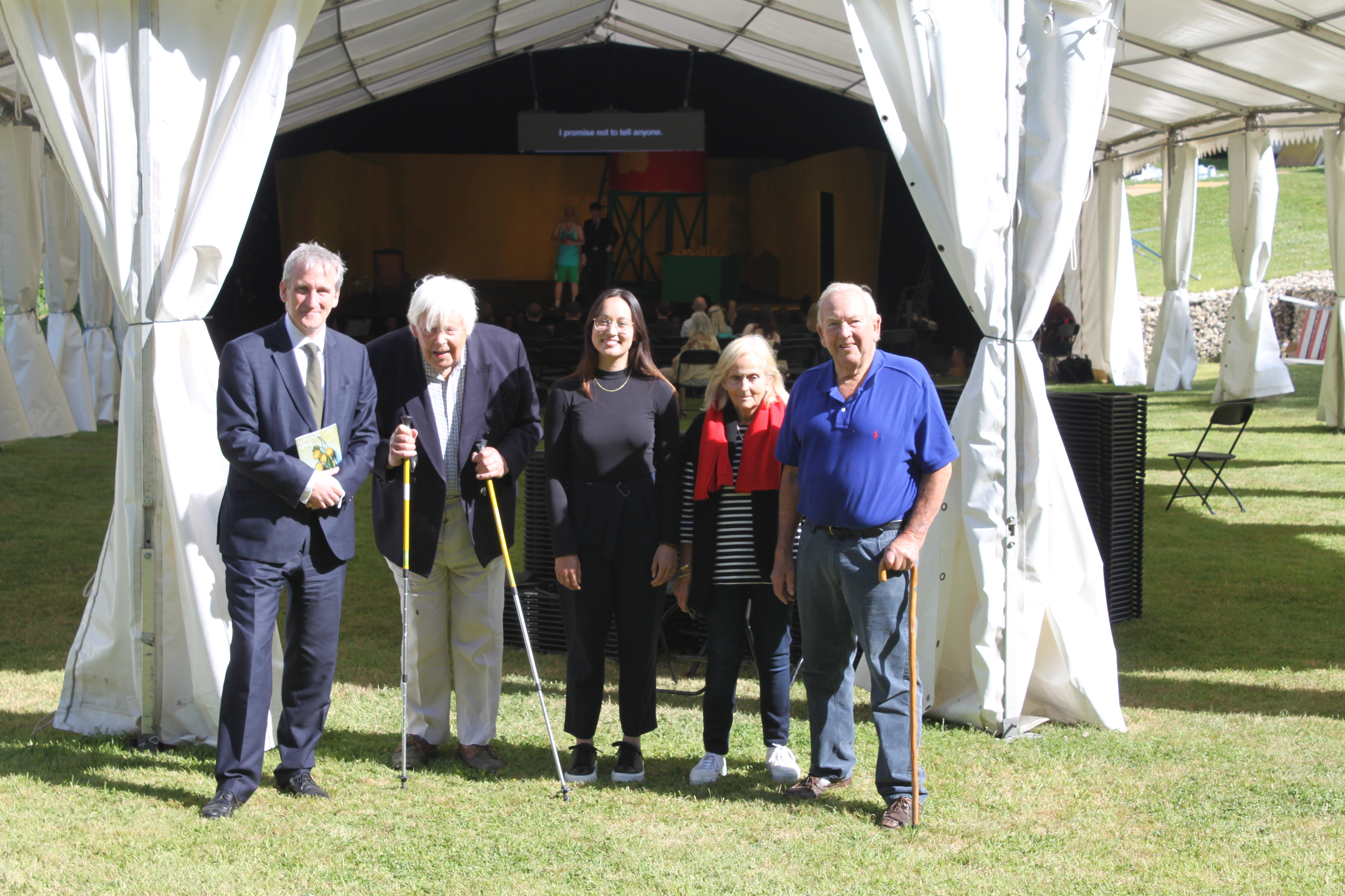 Left to right: MP Damian Hinds, Longhope Estate owner Hamish Janson, Scherzo Ensemble general manager Stephanie Waldron, lead benefactors Poppity Nutting and Peter Nutting