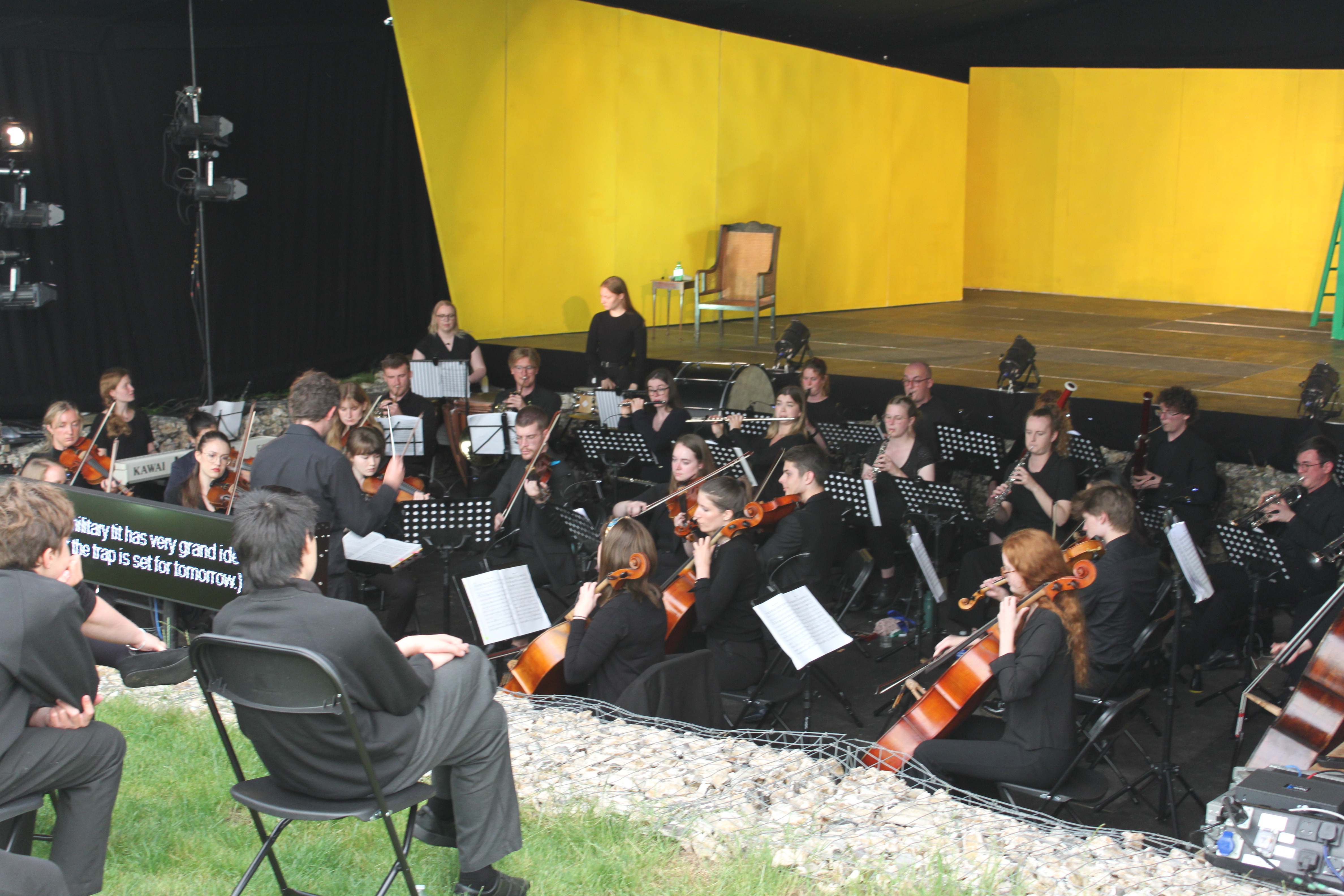 Secondary school students attend a performance of L’elisir d’amore by Longhope Opera in Newton Valence, near Selborne.