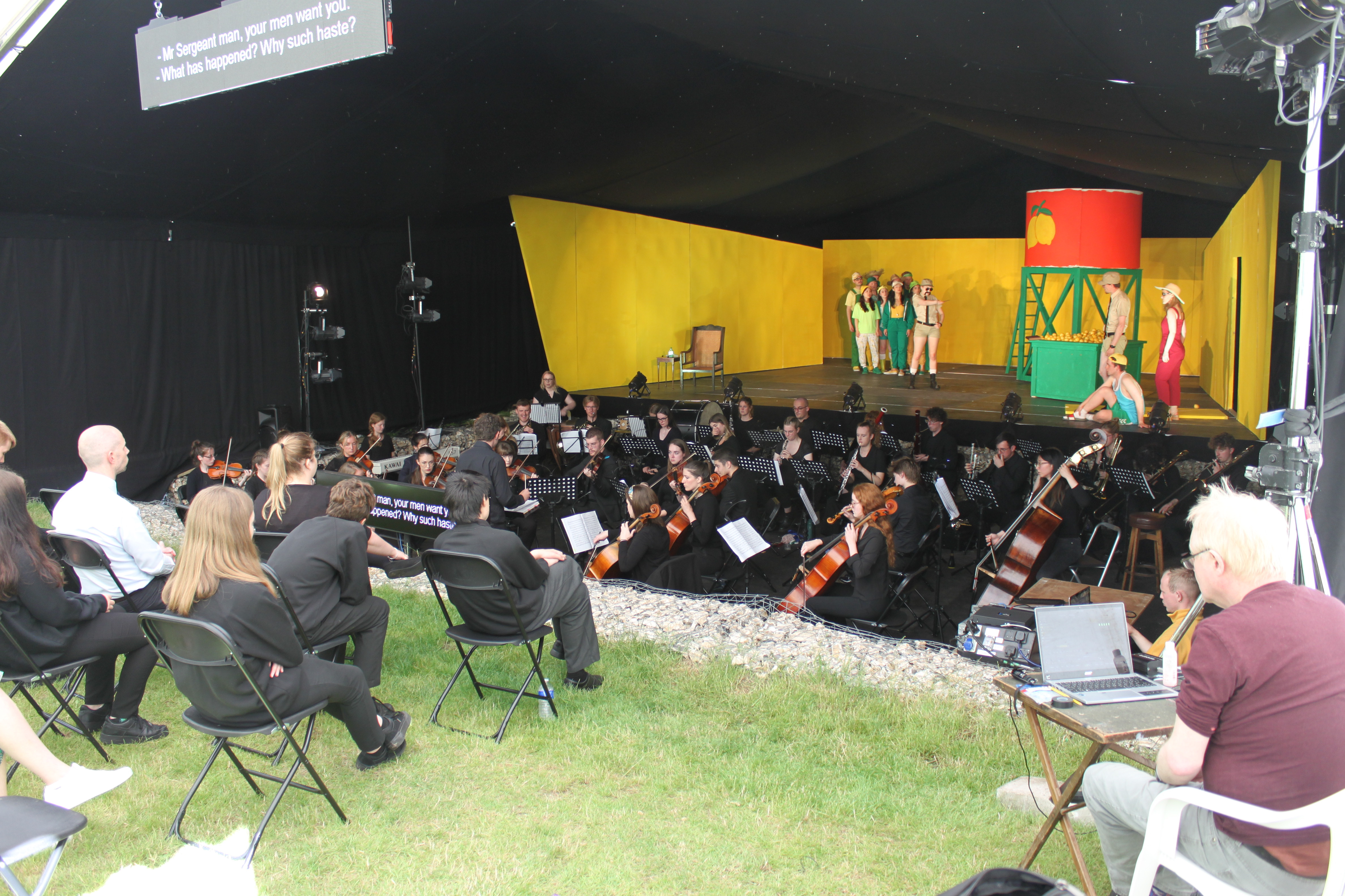 Secondary school students attend a performance of L’elisir d’amore by Longhope Opera in Newton Valence, near Selborne