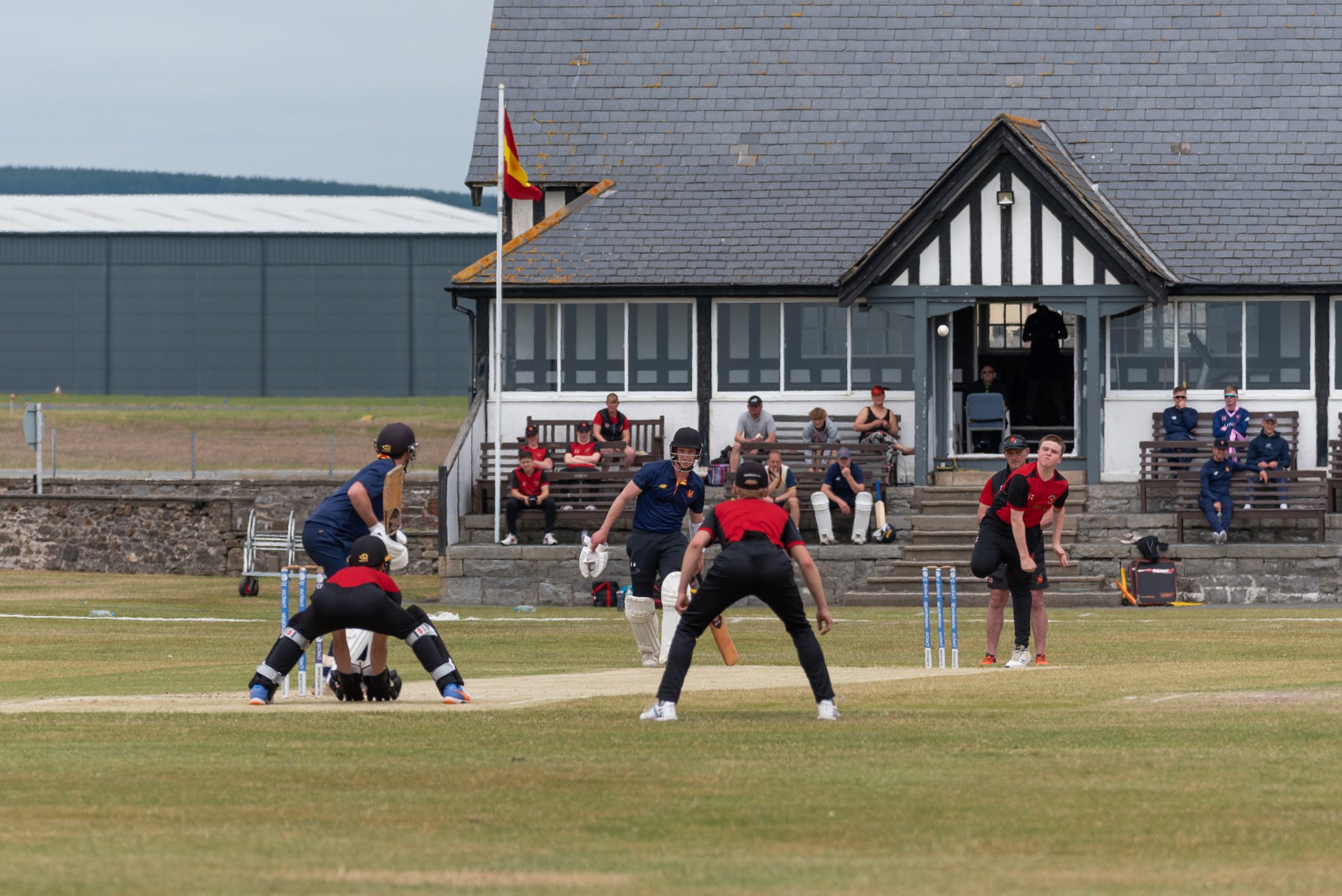 Nathan Williams sends in a delivery for the island’s under-17s team against MCC during the first game at King William’s College last Thursday (Photo: Robyn Ackron Photography)