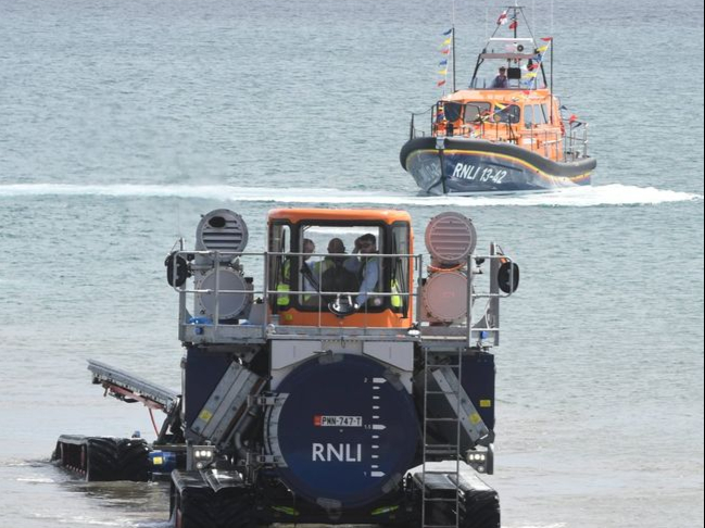 Ramsey RNLI Shannon class lifeboat ‘Ann and James Ritchie II’ - pictured with the RNLI’s Shannon launch and recovery system (SLARS)