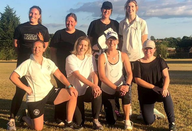 The jubilant Farnham Ladies. Back row, from the left: Rachel Metcalfe, Kelly Davis, Christine Brown and Roxanne Appleyard. Front row: Jenni Jenkins Balmer, Jessica Faircloth, Alex Turton and Anna White