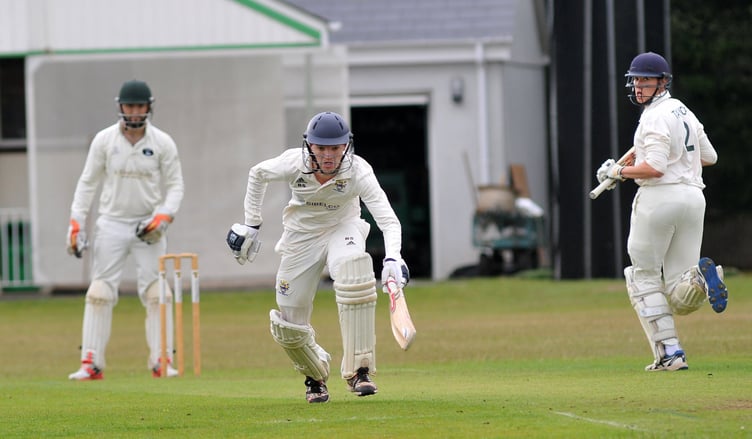Photo: Steve Pope MDA020722E_SP002
Tolchards Devon Cricket League B Division. Bovey Tracey 2nd XI versus Bridestowe 1st XI. Ben Steer and San Taylor putting in the runs for Bovey
