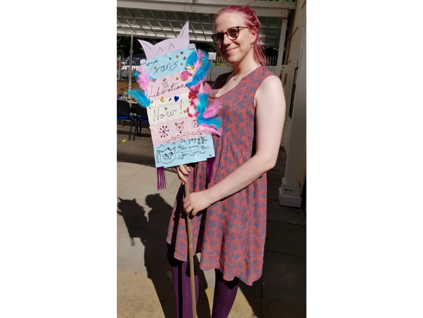 Ivy Taylor with her sign