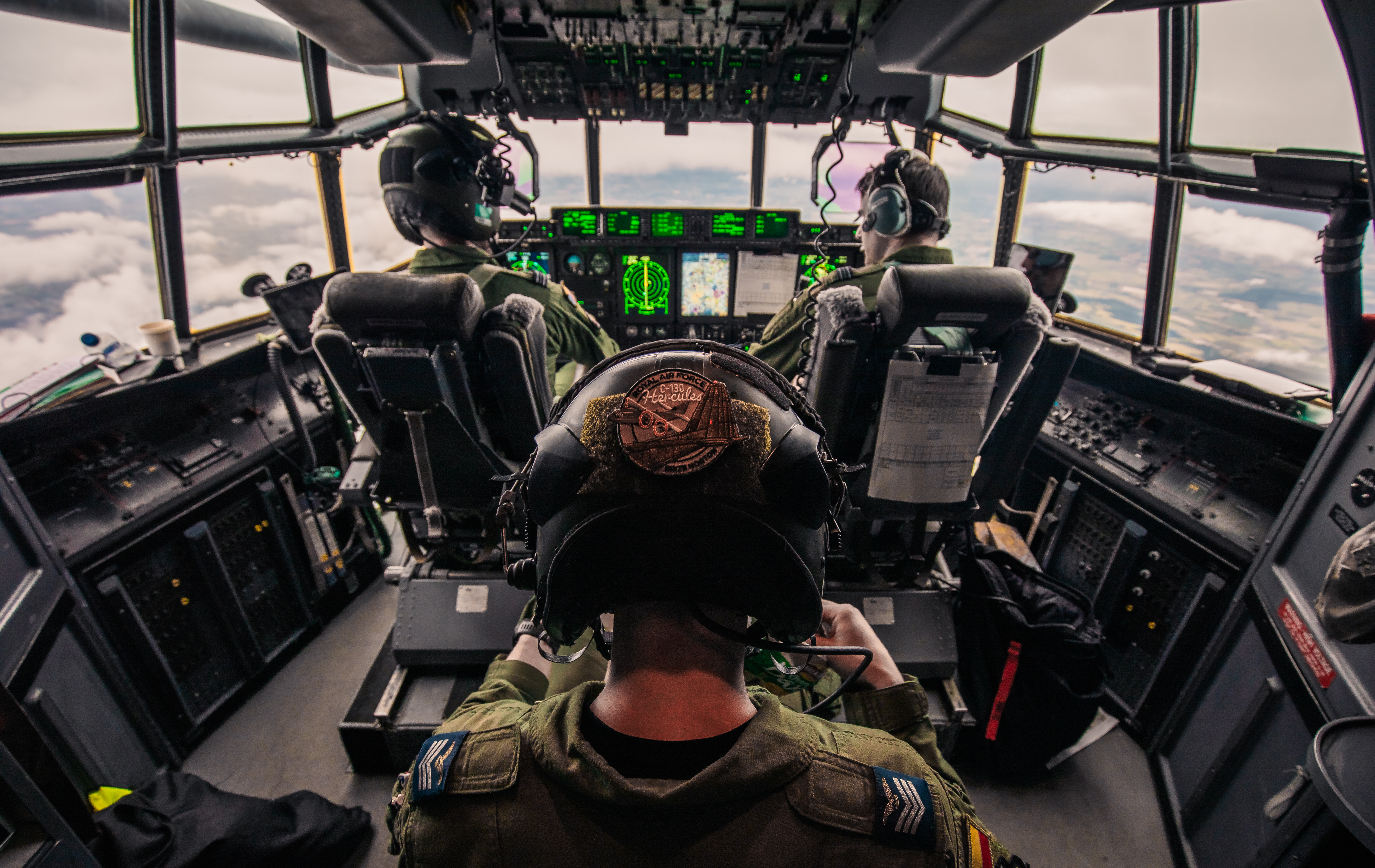 A C130 Hercules in the sky above Snowdonia National Park