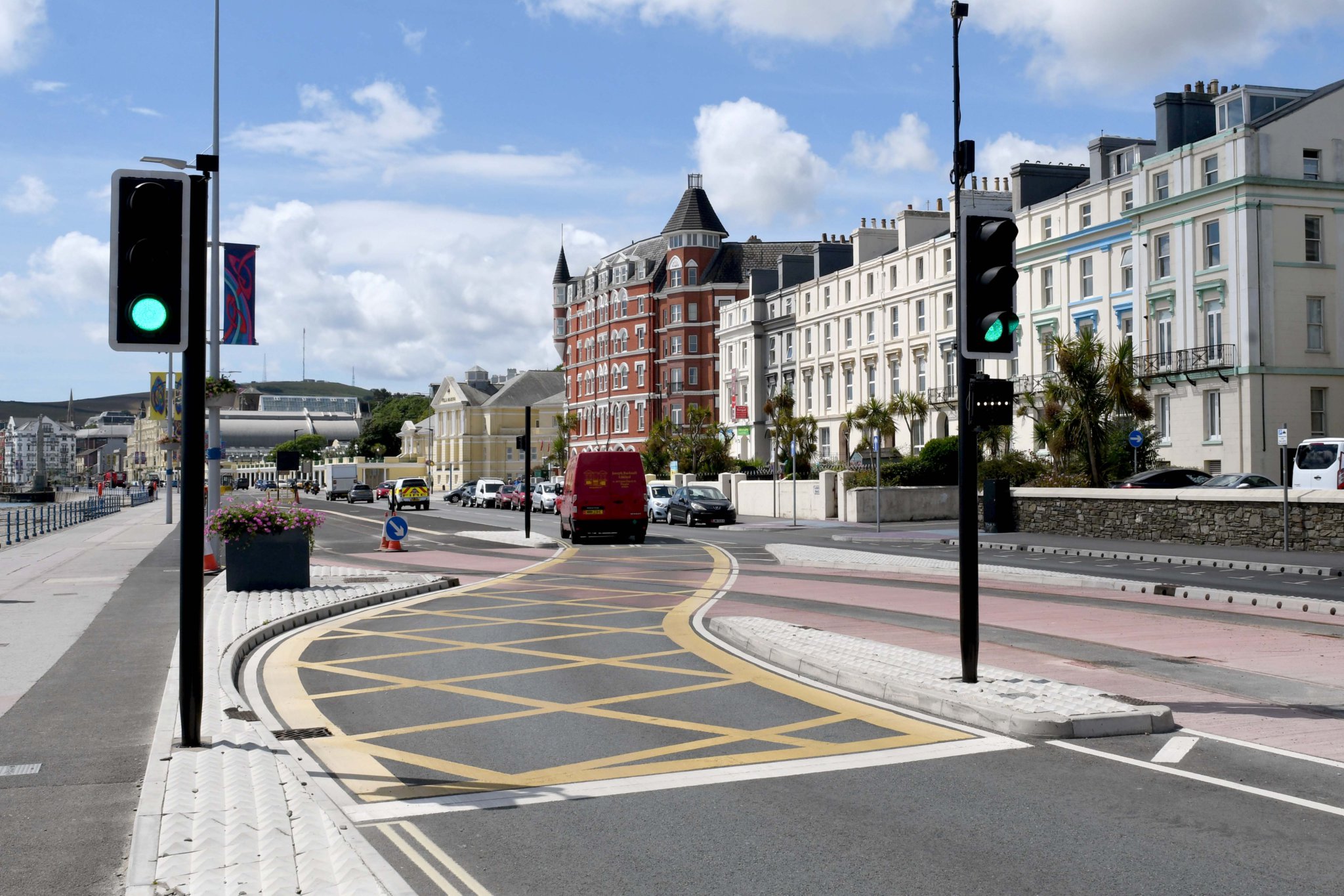 Horse drawn tram control lights on Douglas Promenade -