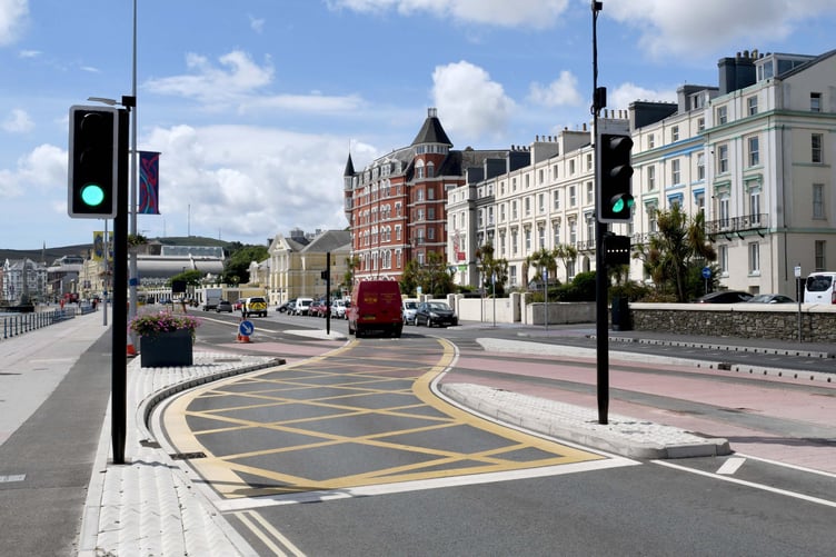 Horse drawn tram control lights on Douglas Promenade -