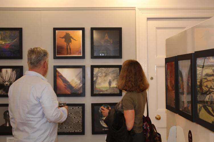 Visitors at the exhibition’s private view
