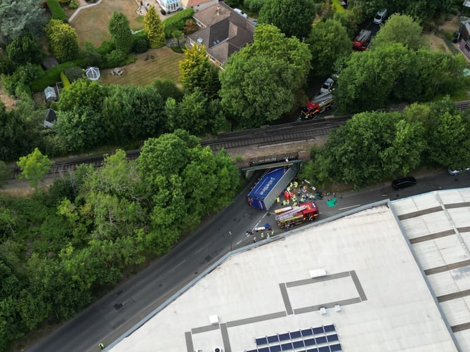 An aerial view of the Monday, July 12, incident. Photo by Lee Moran
