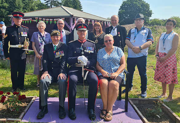 Guests at the opening of the therapy garden in the grounds of Maindiff Court Hospital