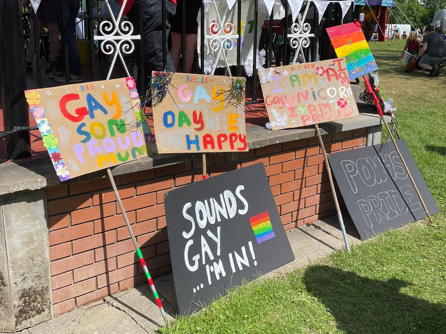 More of the placards which appeared at the Powys Pride Parade