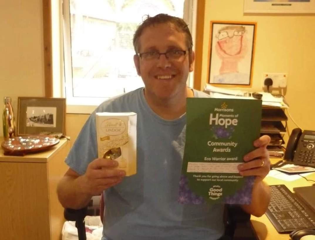 Andy Smith of Hayward’s Primary School with his Community Award.