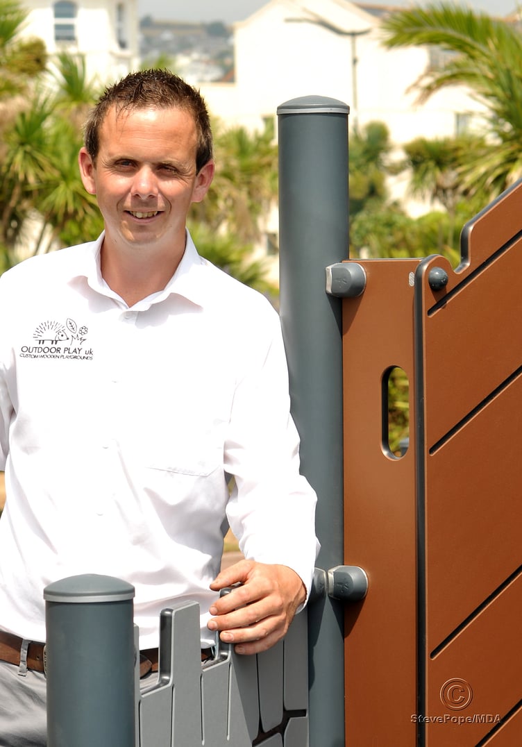Children's playpark at The Den, Teignmouth, re-opens after refurbishment. Christopher Burley of Outdoor Play Devon Ltd