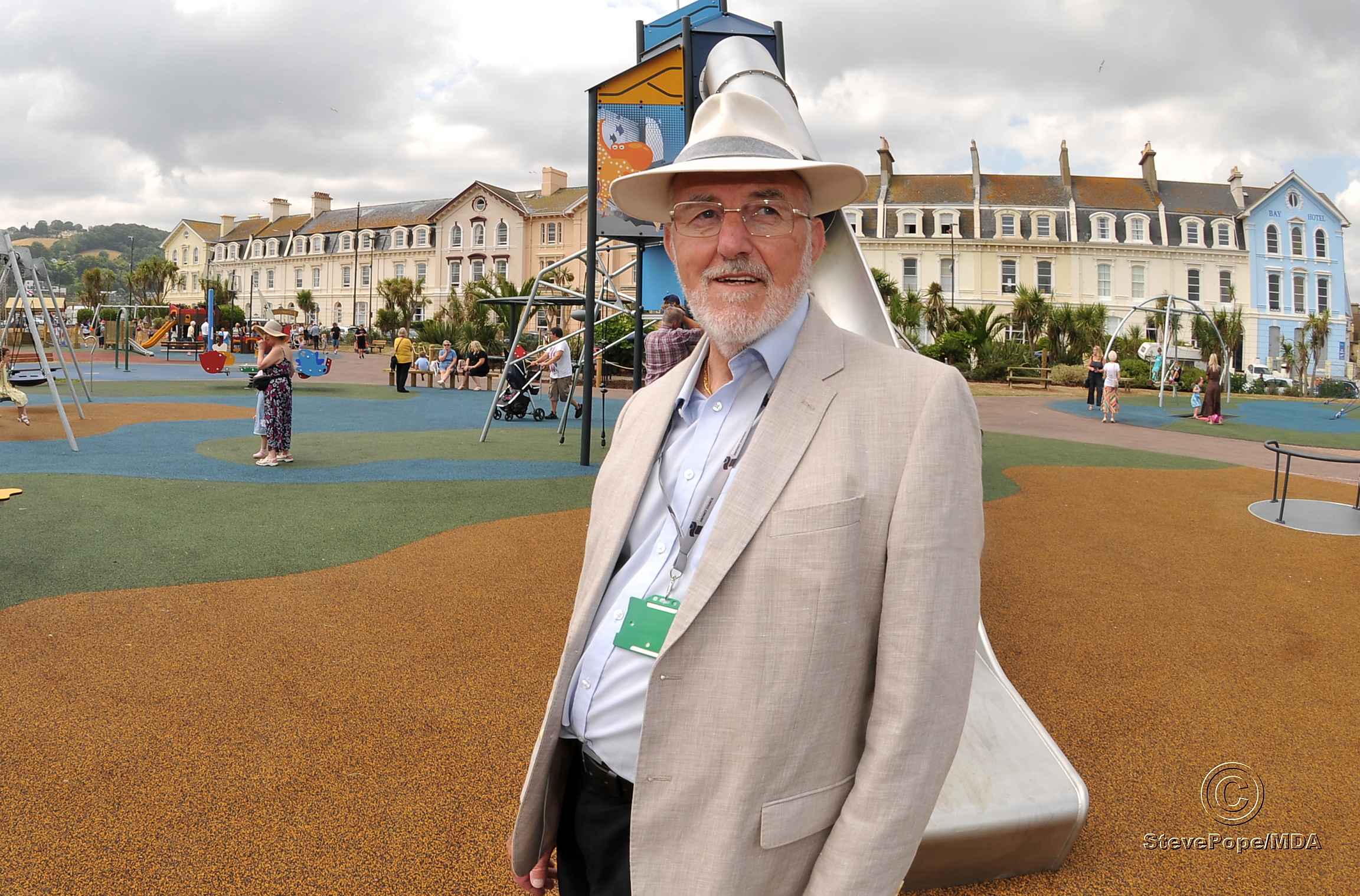 Children's playpark at The Den, Teignmouth, re-opens after refurbishment. Cllr John Nutley