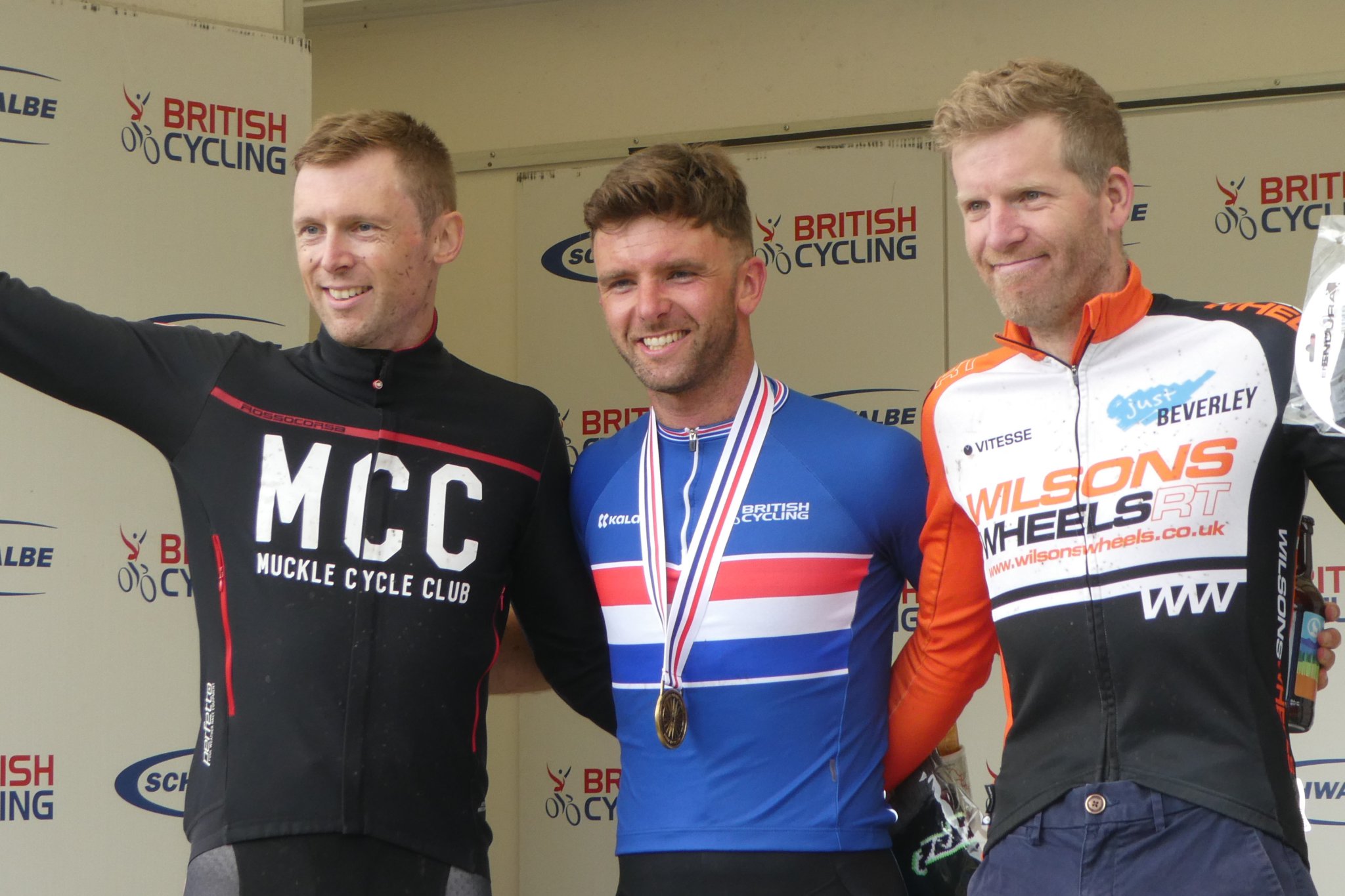 Ross Thorley (centre) Masters winner 30-40 class BC Xcountry mtb champs 2022