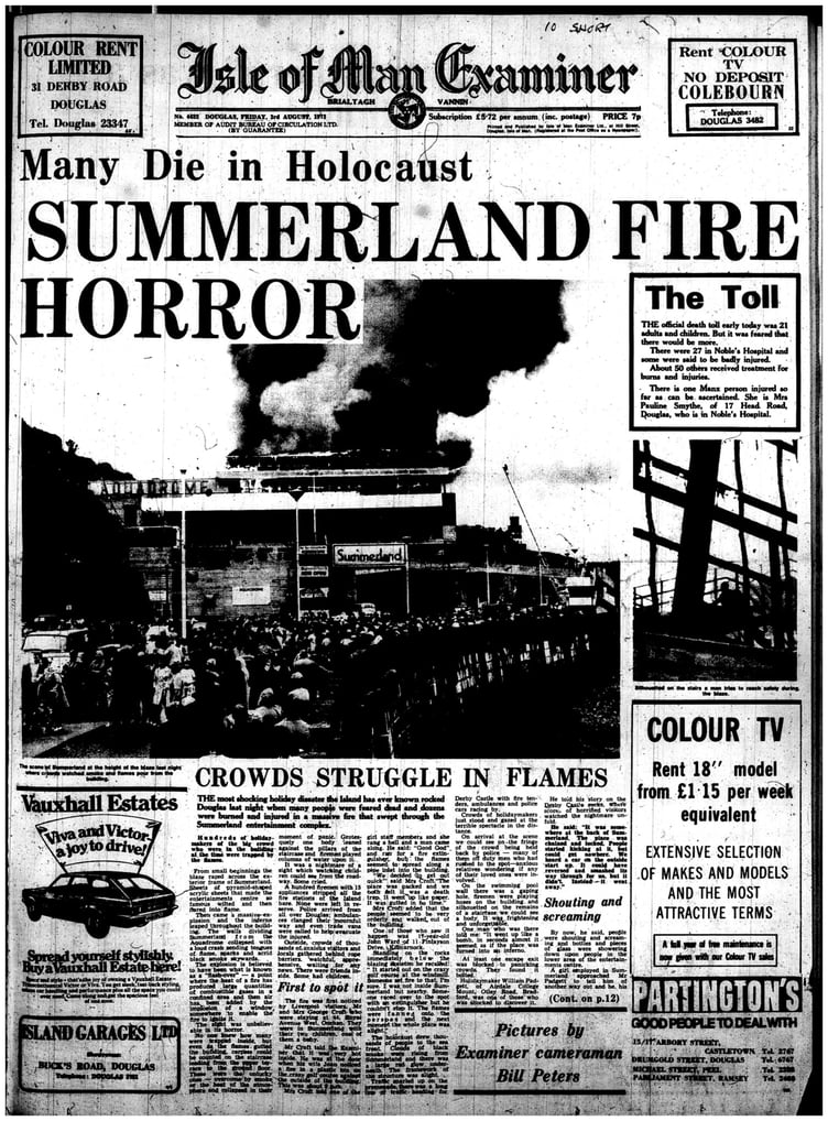 Summerland fire Examiner front page August 3 1973