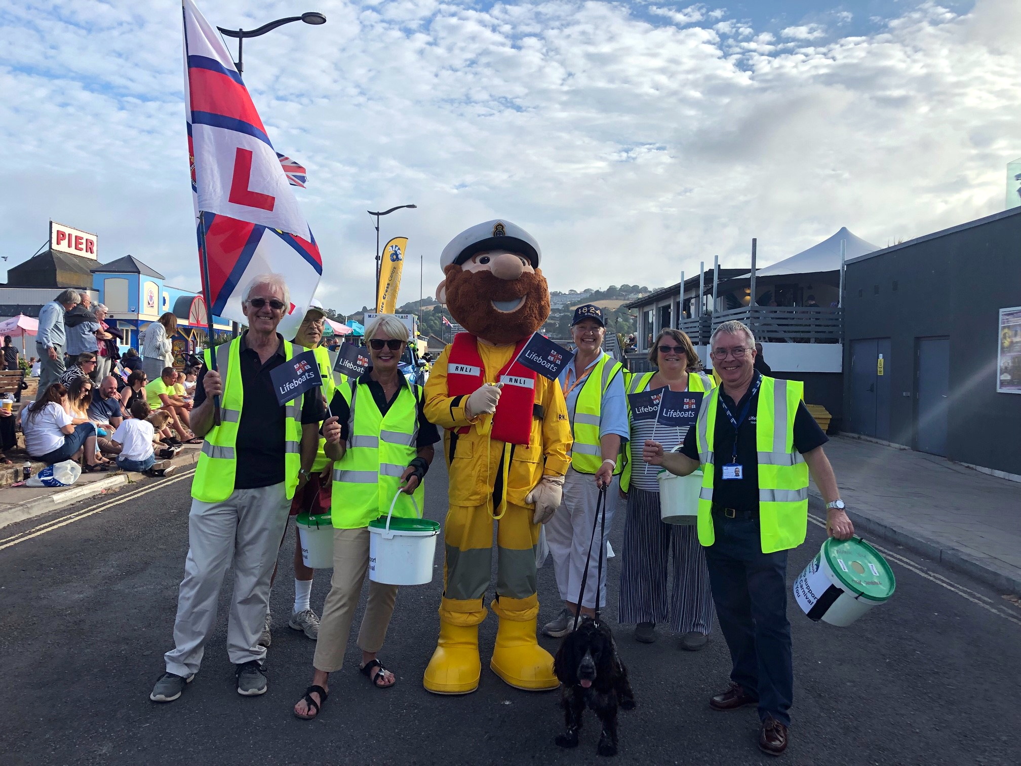 The RNLI Teignmouth members and supporters took part in the Teignmouth Carnival parade, where they were also joined by RNLI mascot Stormy Stan who had great fun meeting with the crowds of people.