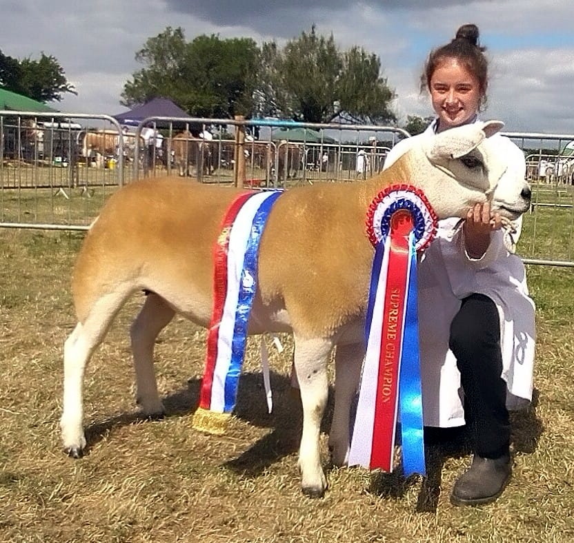 ABOVE: Taking home the coveted Supreme Champion Sheep, was a Texel Shearling Ewe, from MG and KJ Coumbe of Liskeard
RIGHT: Sue and Sam Tancock of Kelly Bray