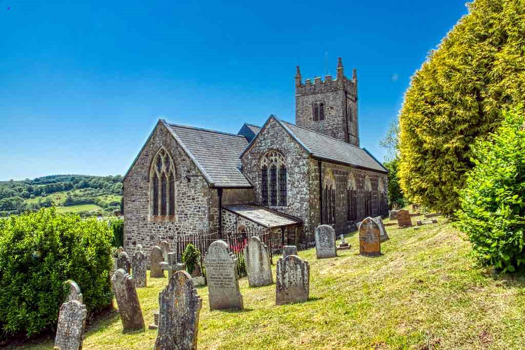 Above: The Eden Way. Inset: The church of St Thomas in Bridford. One of the locations to pause and reflect.
