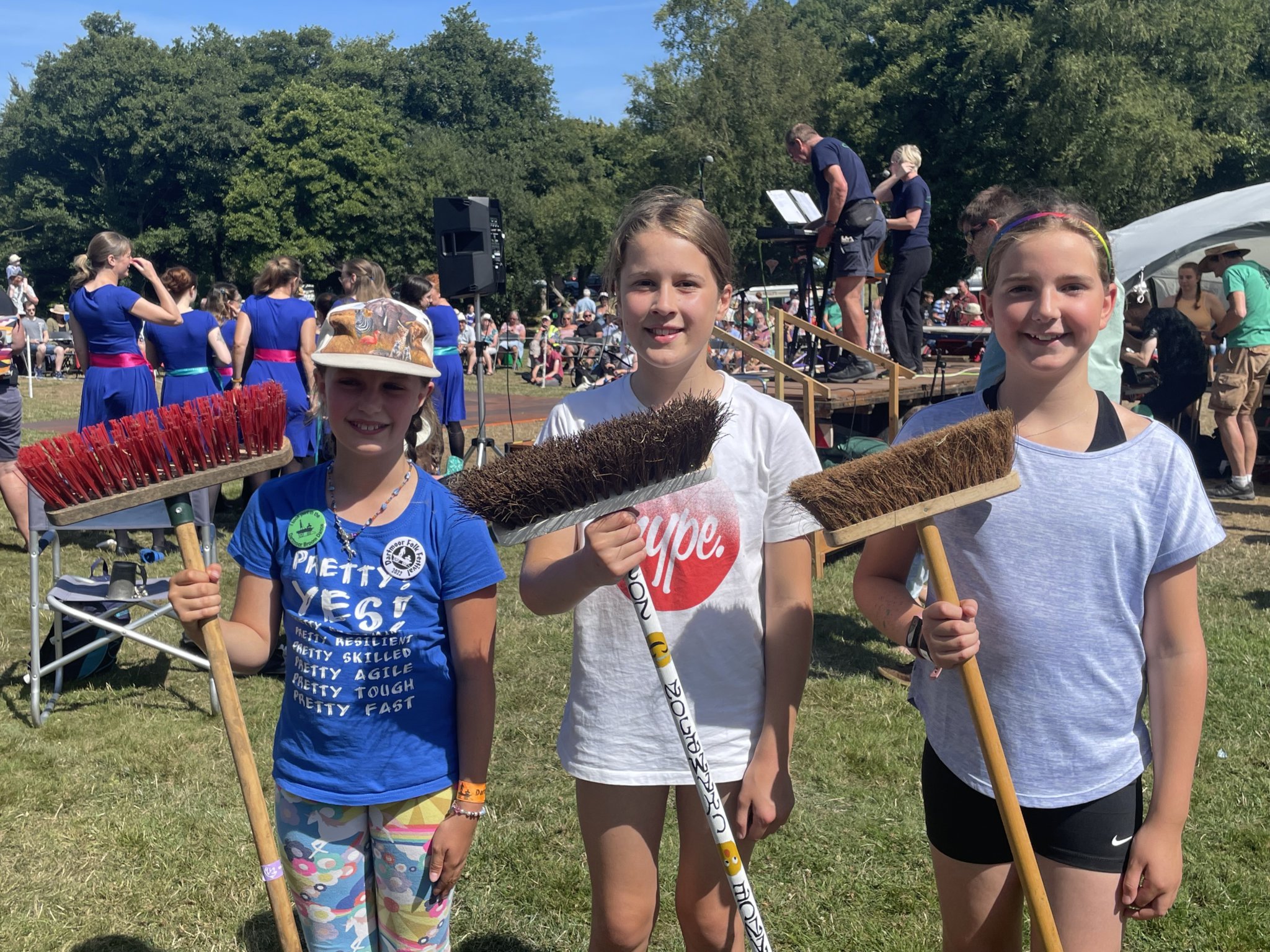 ABOVE: Stanley Frangleton, 14, from South Zeal was the Junior Dartmoor Step Dance Champion.
RIGHT: The 2022 Dartmoor Broom Dancing Champion was Bethany Gentle (11), from South Zeal, centre, pictured with Dorothy Parker-Groom (10), left, who was second and right, Briana Barlow-Endacott (11), who was third.