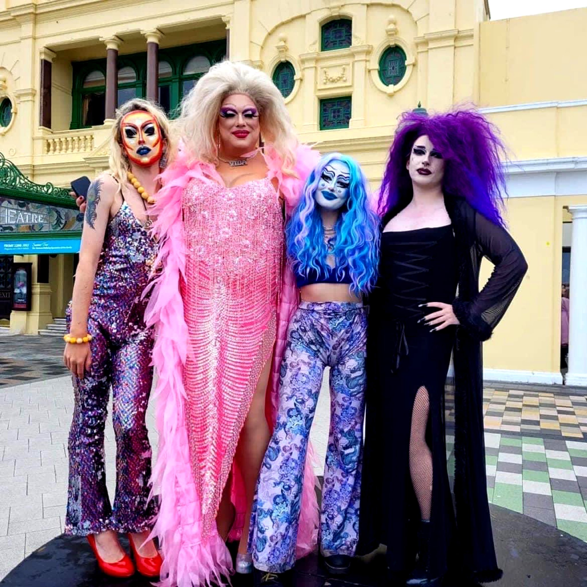 The four queens who will be on the Pride float in the festival parade on Saturday: Fenella Beach, Vida LaFierce, Nona Binary and MatheaPhoto: Paul Moulton