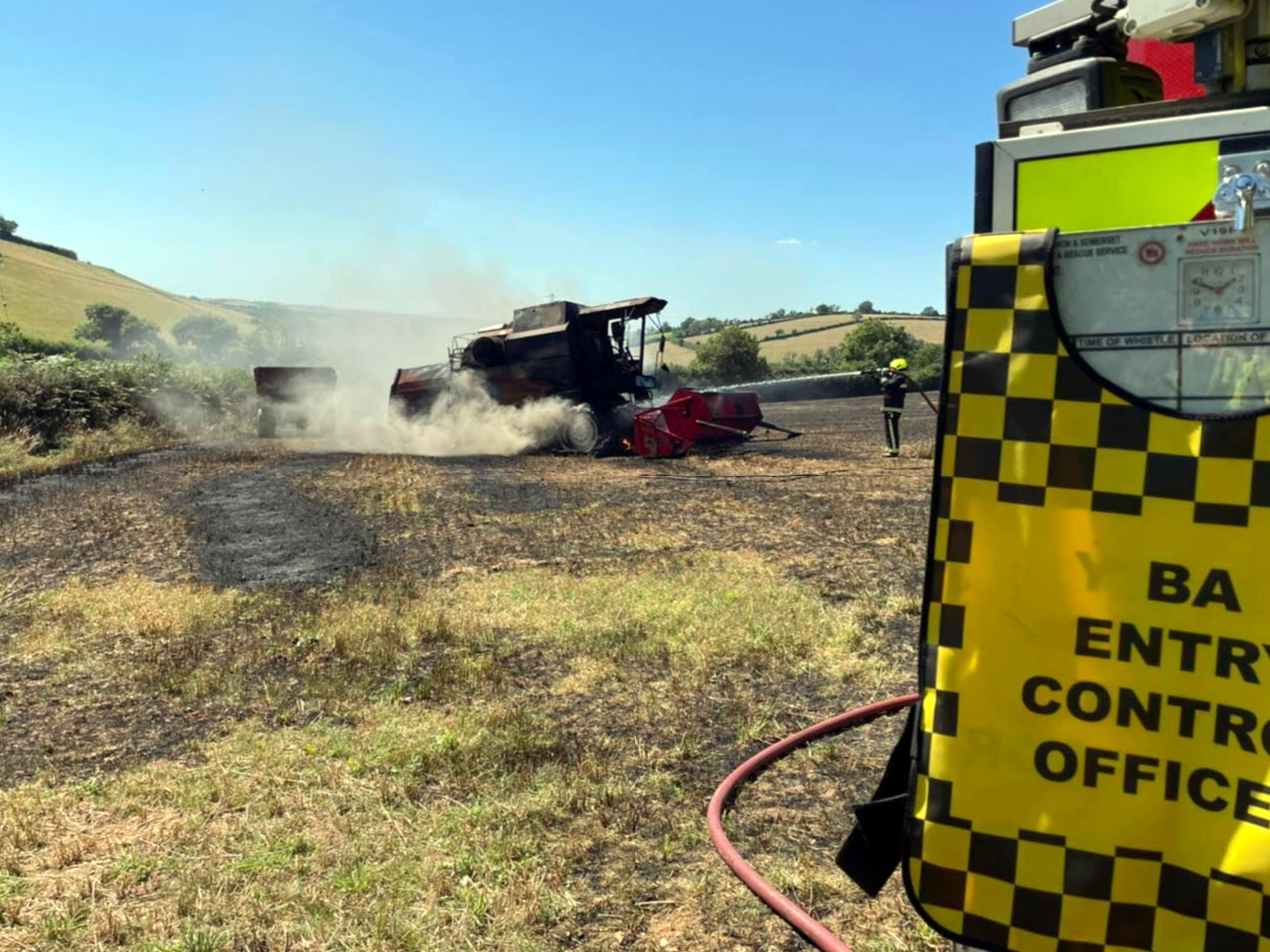 FIRE crews from Ashburton have released pictures of a fire in a combine harvester they attended. Picture: Ashburton Fire Station (Aug 13, 2022)