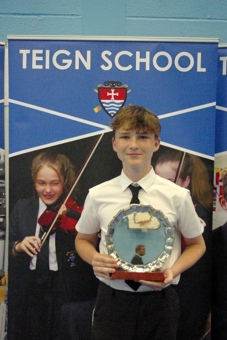 Year 10 Harrison Payne, winner of ‘Outstanding Contribution to School Life’.
Picture: Teign School