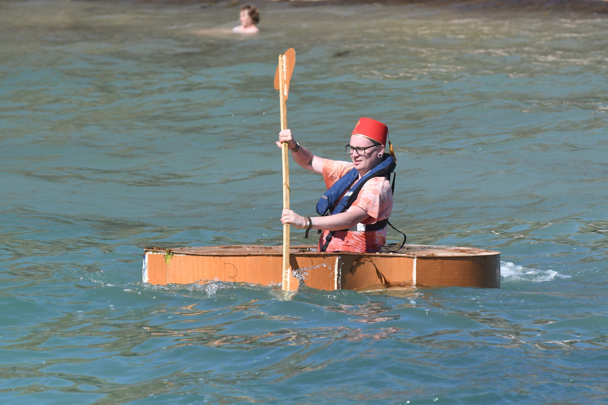 The build-a-boat competition and race at Fenella beach, part of the 2022 Peel Traditional Boat Festival - the ‘Joughin Violins’ team took third place in the race and third in the design category