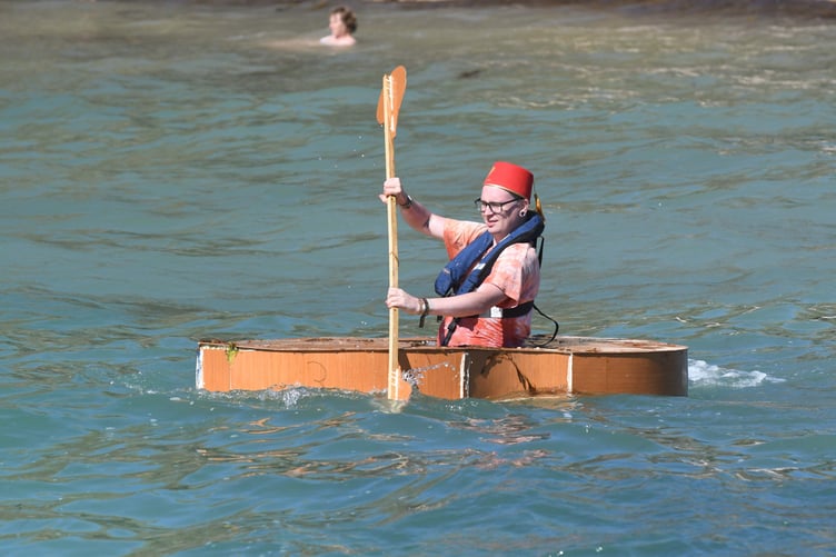 The build-a-boat competition and race at Fenella beach, part of the 2022 Peel Traditional Boat Festival - the ‘Joughin Violins’ team took third place in the race and third in the design category