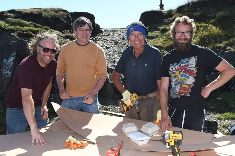 The build-a-boat competition and race at Fenella beach, part of the 2022 Peel Traditional Boat Festival - the ‘Fastest boat know to man and two crates of beer’ team