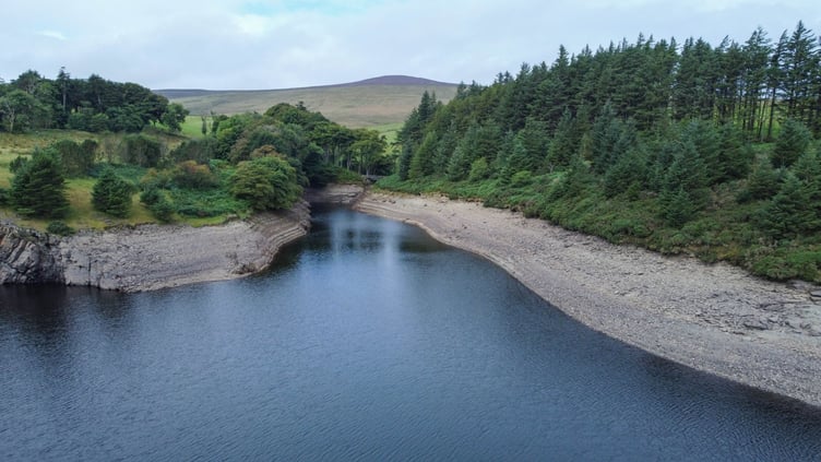 Aerial photograph of Sulby Reservoir. Photo by Callum Staley (Aerial Mann Multimedia)