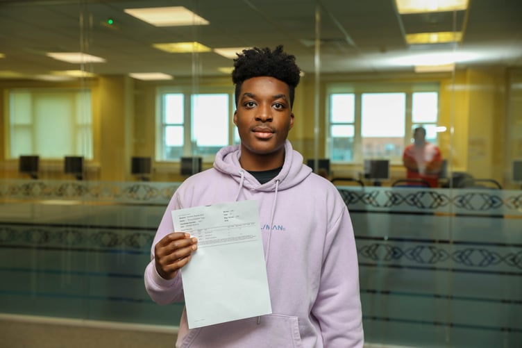 Ballakermeen High School A Level Results. Prince Tsigo. Photo by Callum Staley (CJS Photography)