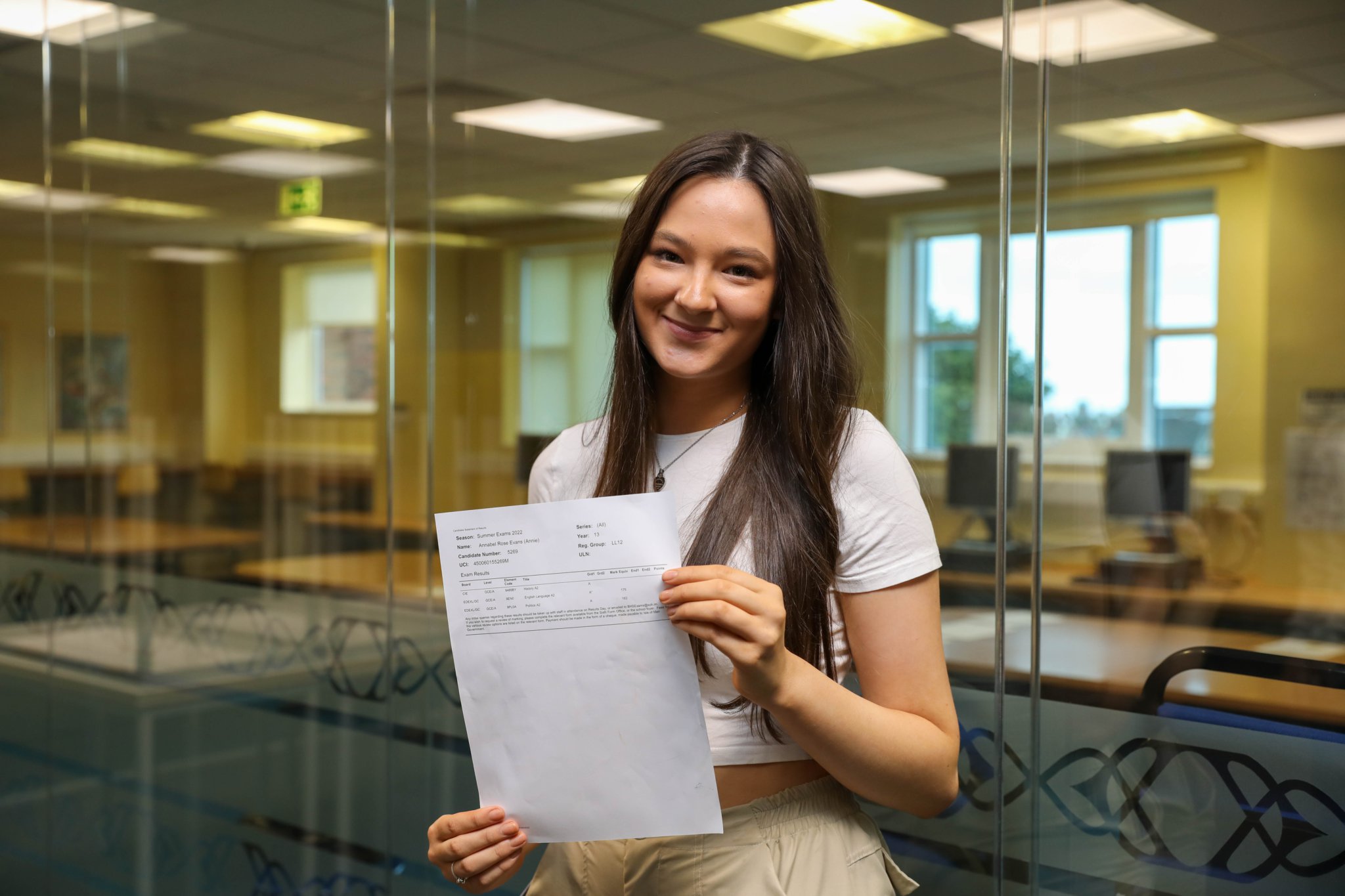 Ballakermeen High School A Level Results. Annabel Evans. Photo by Callum Staley (CJS Photography)