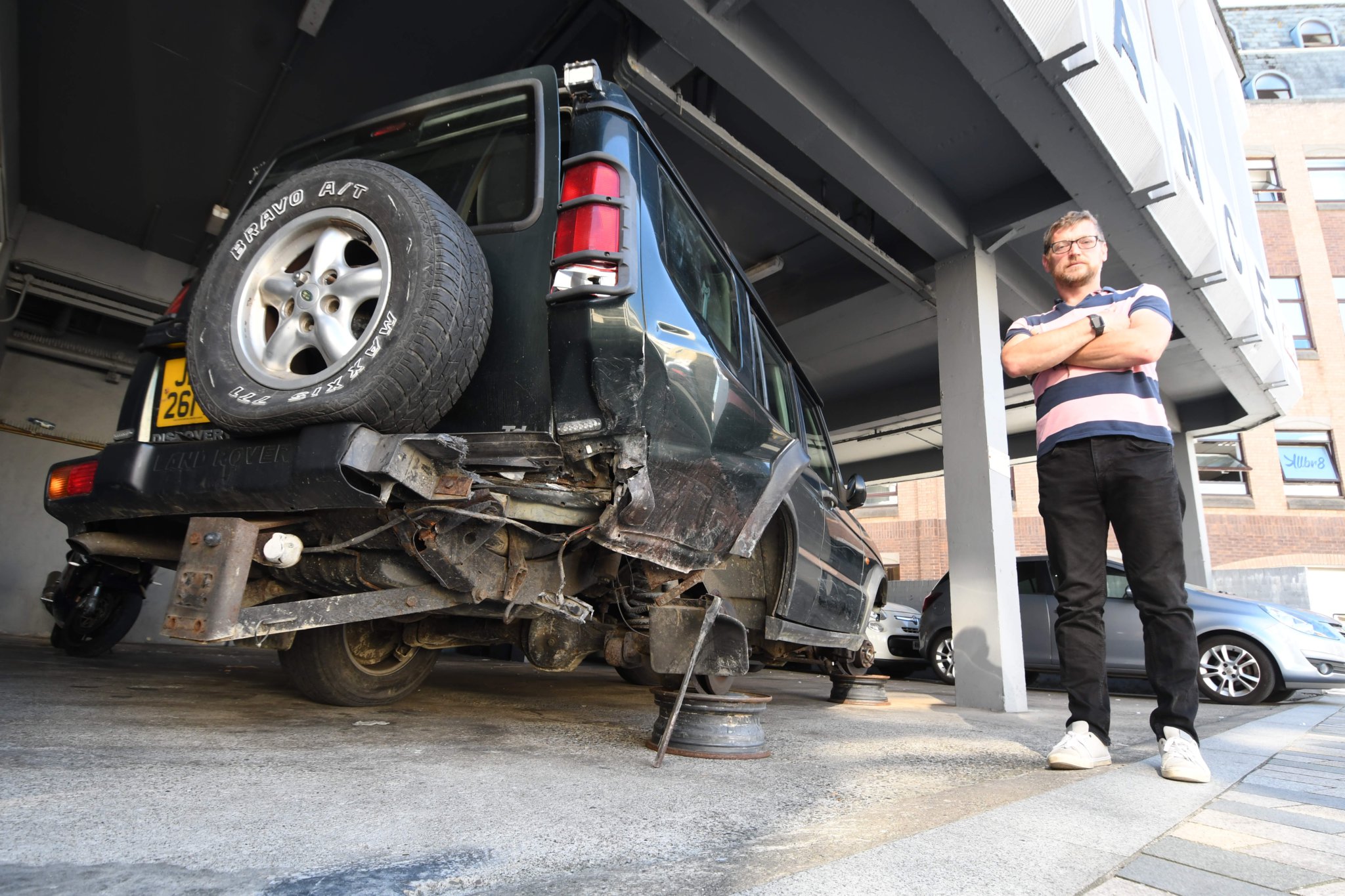 Antony Aspell has left his damaged vehicle in the car park of CTH insurance brokers -