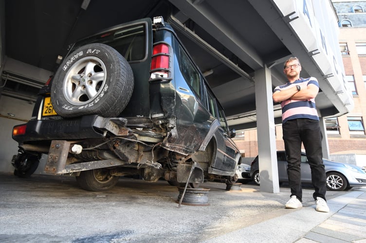 Antony Aspell has left his damaged vehicle in the car park of CTH insurance brokers -