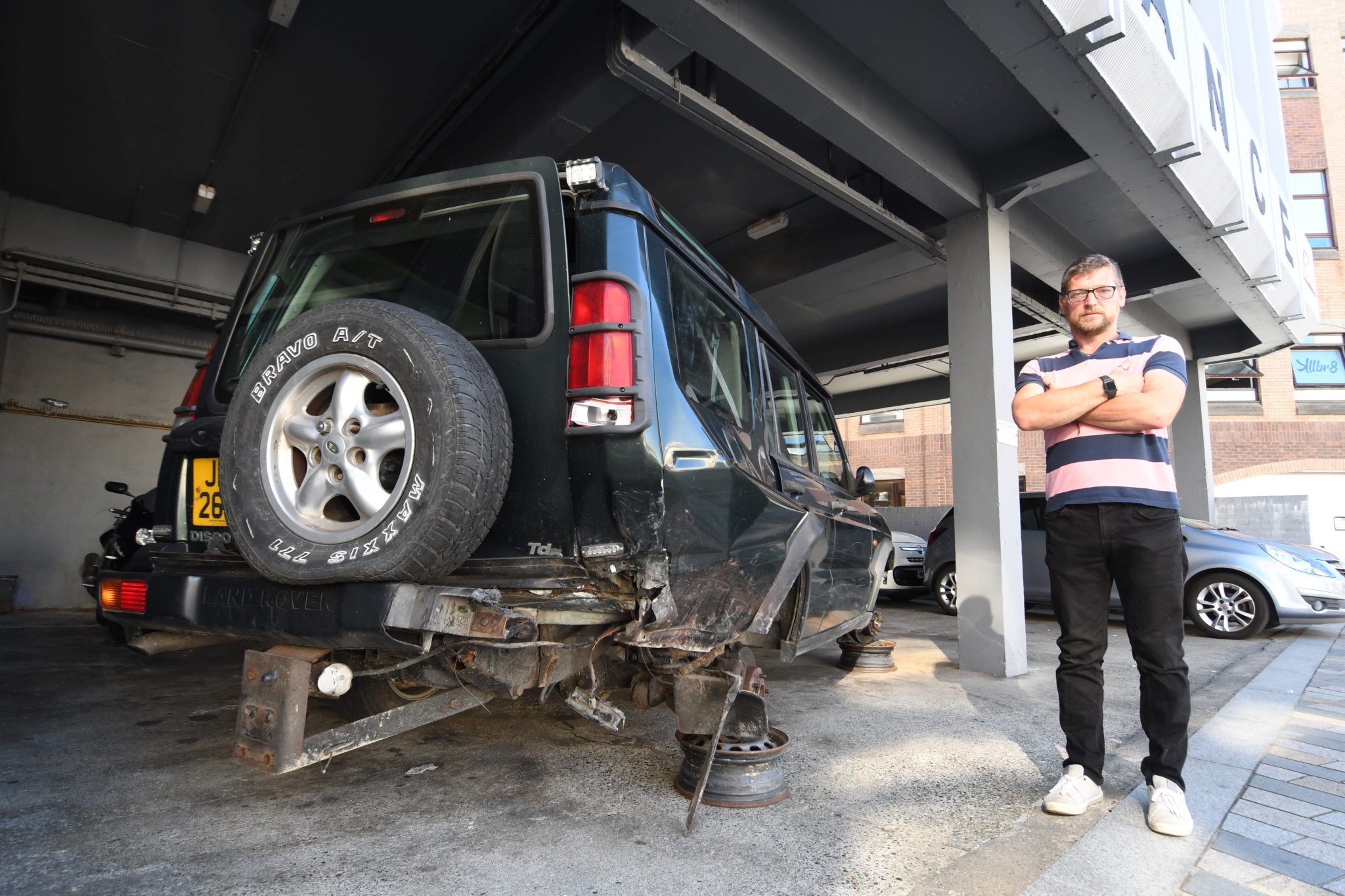 Antony Aspell has left his damaged vehicle in the car park of CTH insurance brokers -